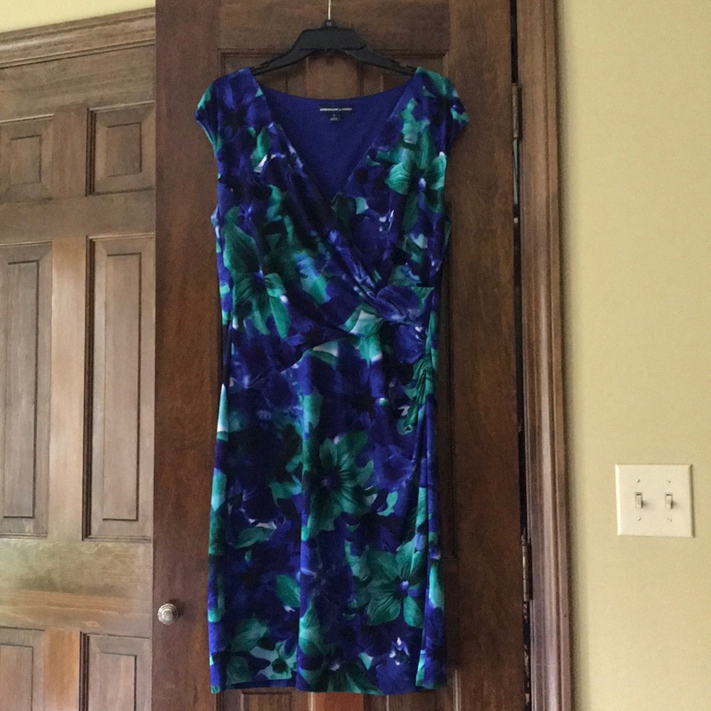 Blue floral Cap Sleeve dress fully lined